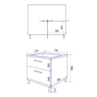Тумба AZARIO Ника 70Н (напольная,умывальник tempo 70)