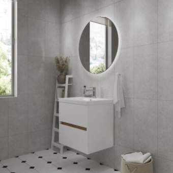 Тумба 1MARKA Veil 50П (подвесная,белая аляска/дуб вотан, умывальник сomo 50)