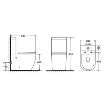 Унитаз-компакт AZARIO Corsa (смыв "торнадо",безободковый с бачком и сиденьем микролифт) AZ-2062Т